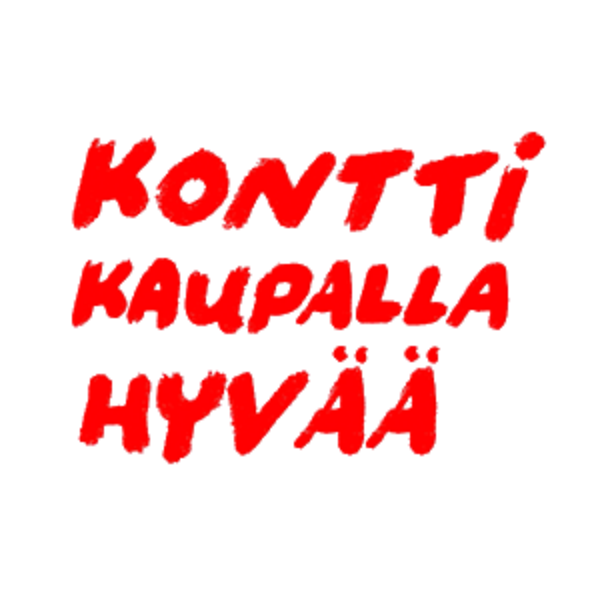 Suomen Punaisen ristin konttitorin slogan "kontti kaupalla hyvää".