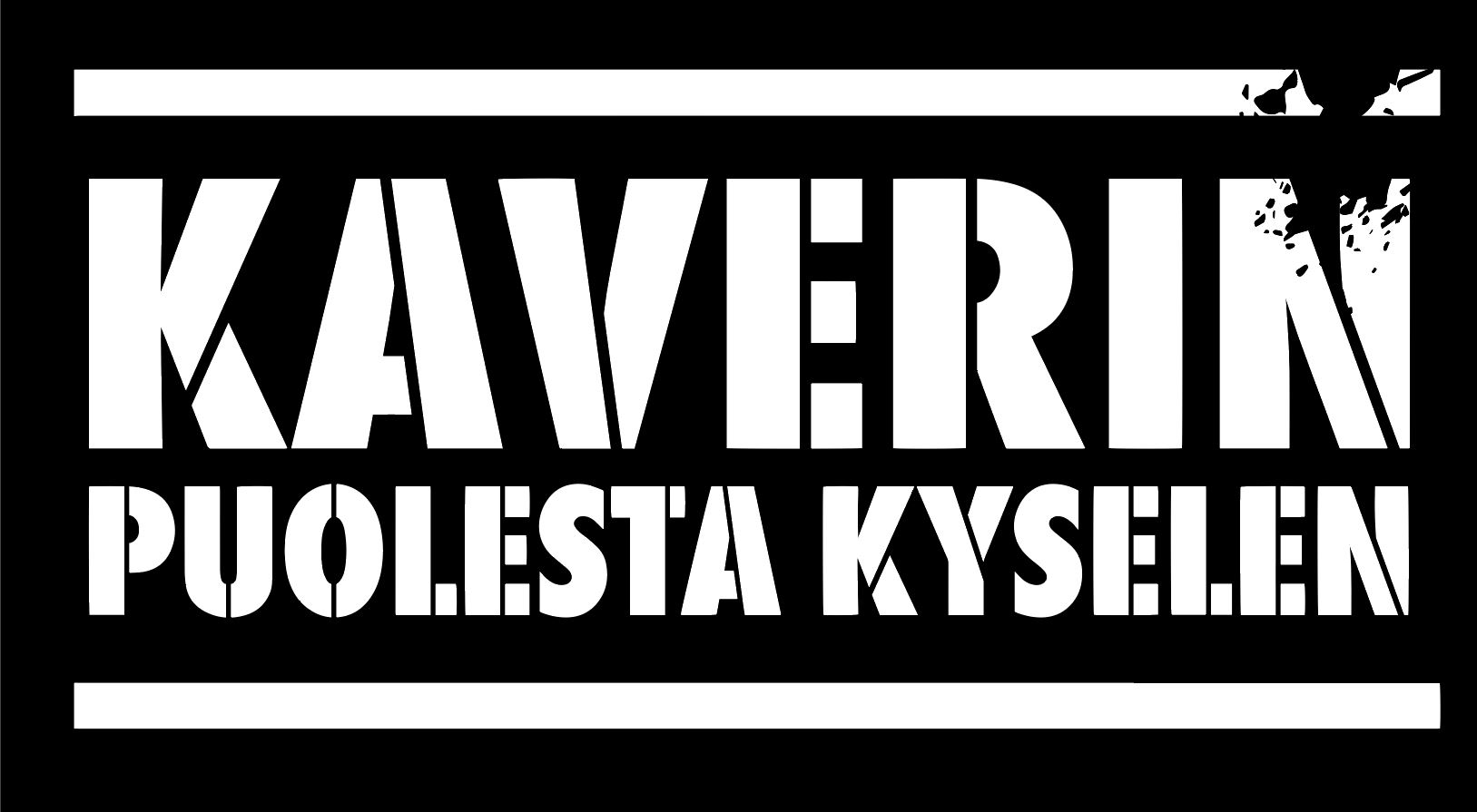 Mustalla taustalla valkoinen Kaverin puolesta kyselen teksti.